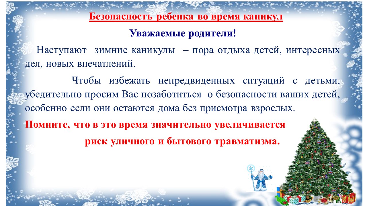 Безопасные новогодние каникулы Безопасные новогодние каникулы.